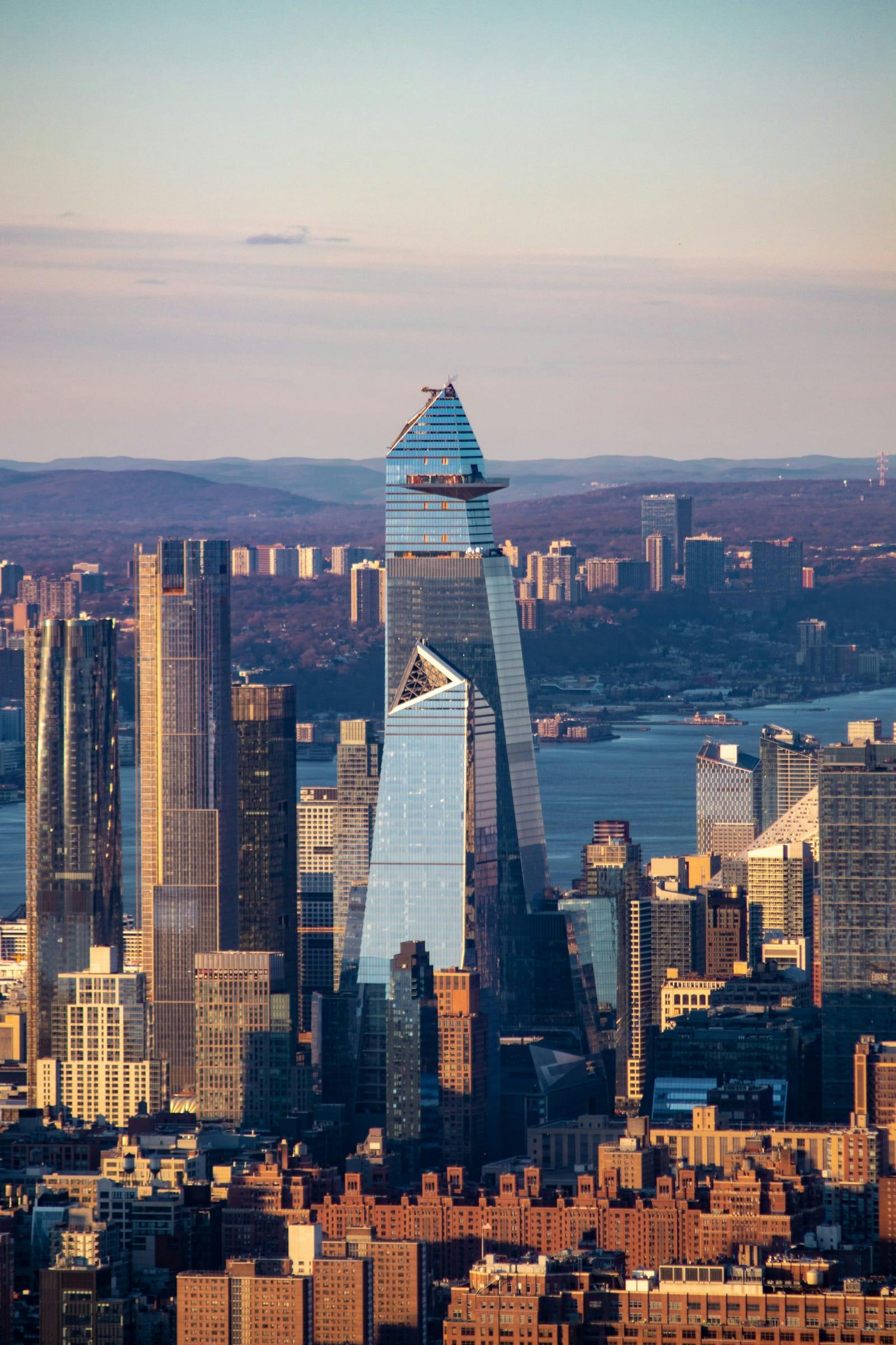 Hudson Yards skyline at golden hour